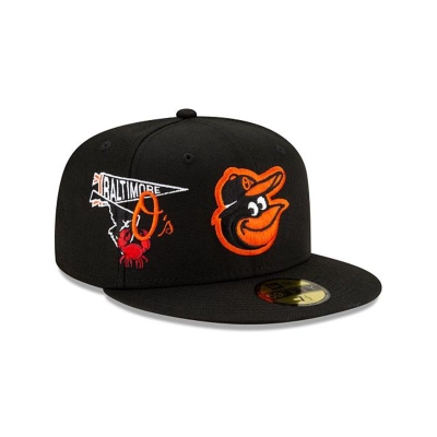 Black Baltimore Orioles Hat - New Era MLB City Patch 59FIFTY Fitted Caps USA8639214